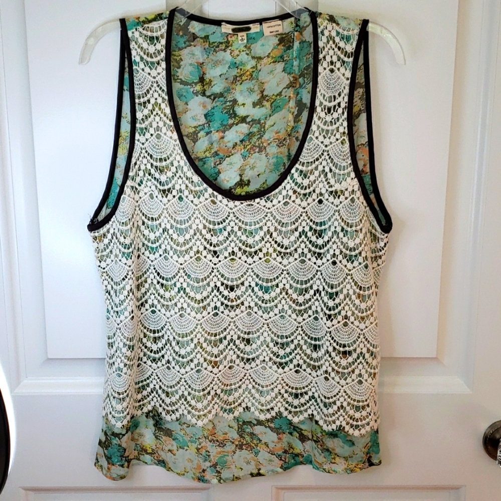 Miss Me brand tank, sheer split back, sz L